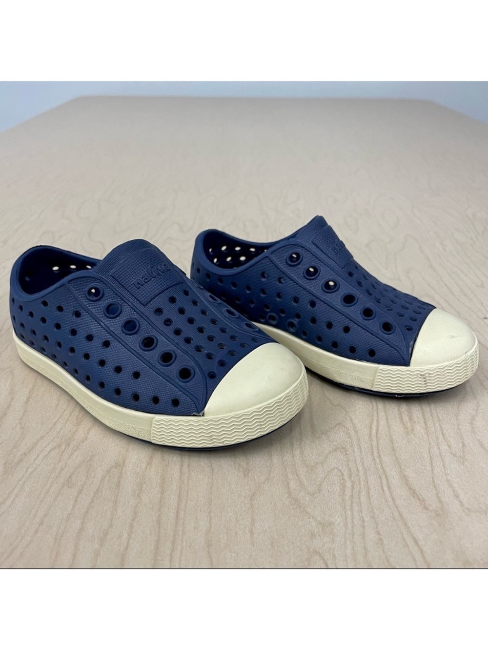 Native Slip-Ons Boys 9 Girls Jefferson Vegan Shoes Frontier Blue Stone Brown